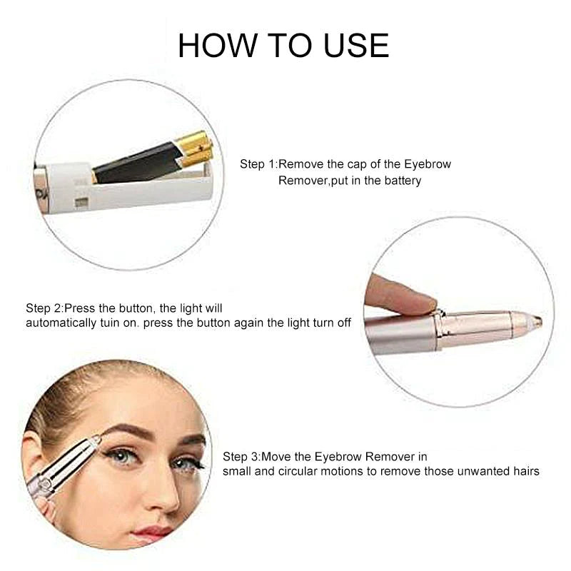 Upgraded Portable Electric Painless Eyebrow Hair Trimmer Remover