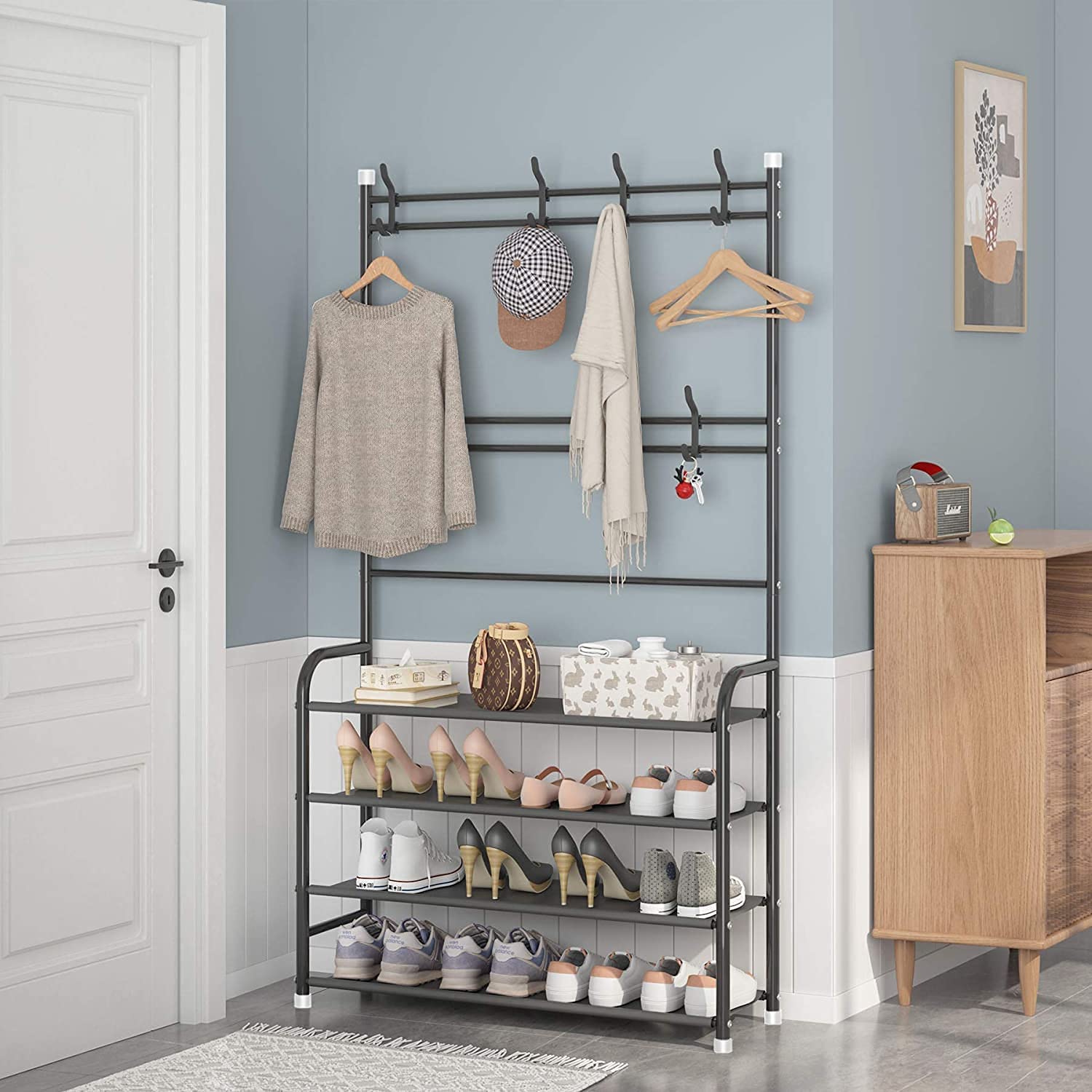 Coat Rack Storage Shelf Shoe Rack