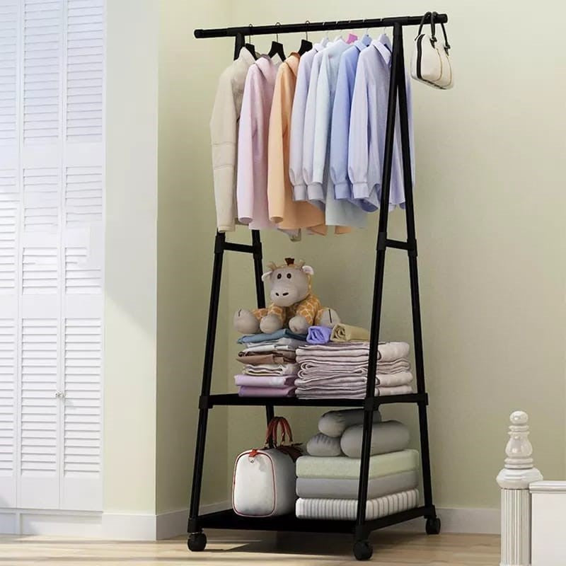 Metal Rack for Hanging Clothes 2-Tiers Shelf