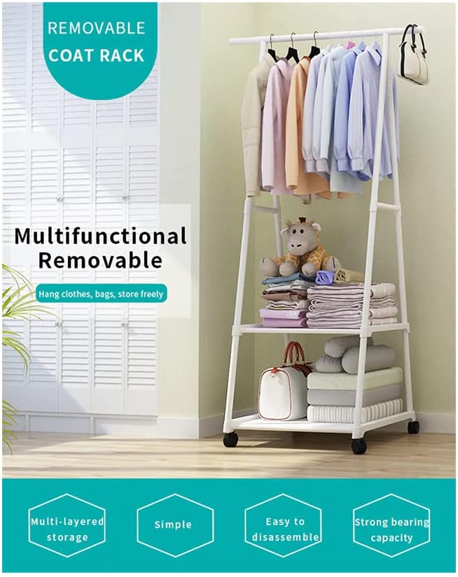 Metal Rack for Hanging Clothes 2-Tiers Shelf