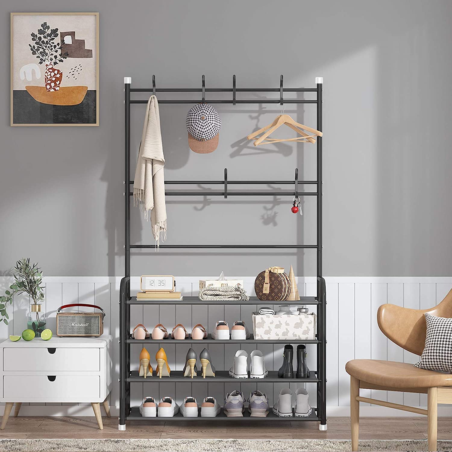 Coat Rack Storage Shelf Shoe Rack