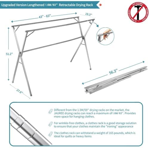 Stainless Steel Cloth Drying Rack Adjustable and Foldable