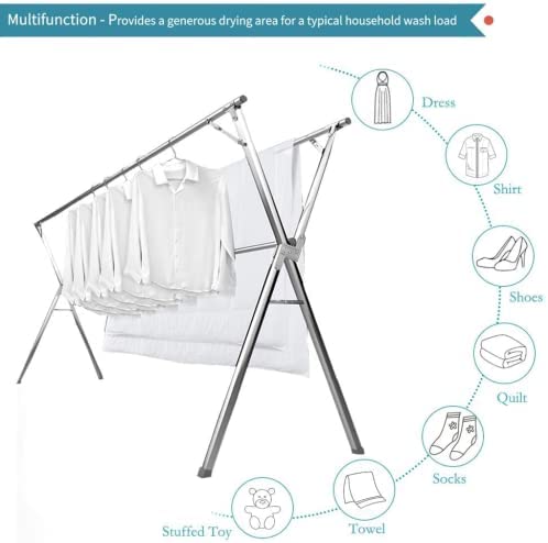 Stainless Steel Cloth Drying Rack Adjustable and Foldable