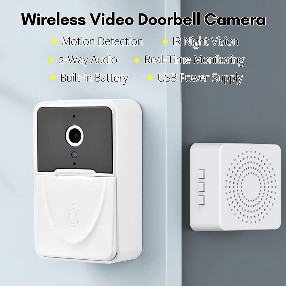 Smart Doorbell Wireless Video Doorbell Camera Visual Smart Security Doorbell with Motion Detection Night Vision 2-Way